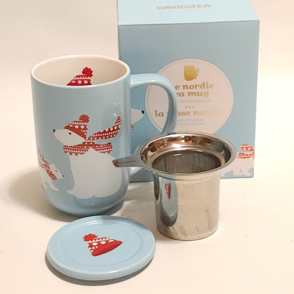 NIB Davids Tea Nordic Mug Icy Blue Polar Bear Davidstea